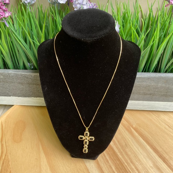 BLACK CROSS EMMA NYC  STATEMENT  NECKLACE - Picture 1 of 9